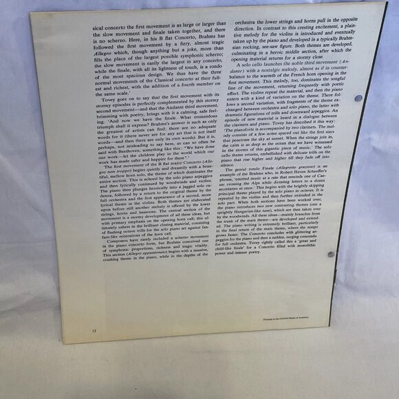 Brahms The Piano Concerto No. 2 In B Flat (Vinyl, 1976) RCA Custom FW-304 VG+ LP - Picture 7 of 12